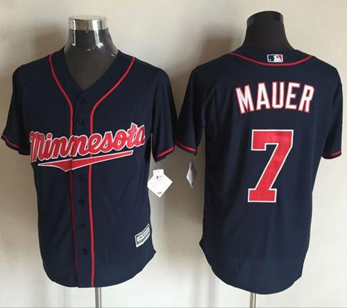 Twins #7 Joe Mauer Navy Blue New Cool Base Stitched MLB Jersey